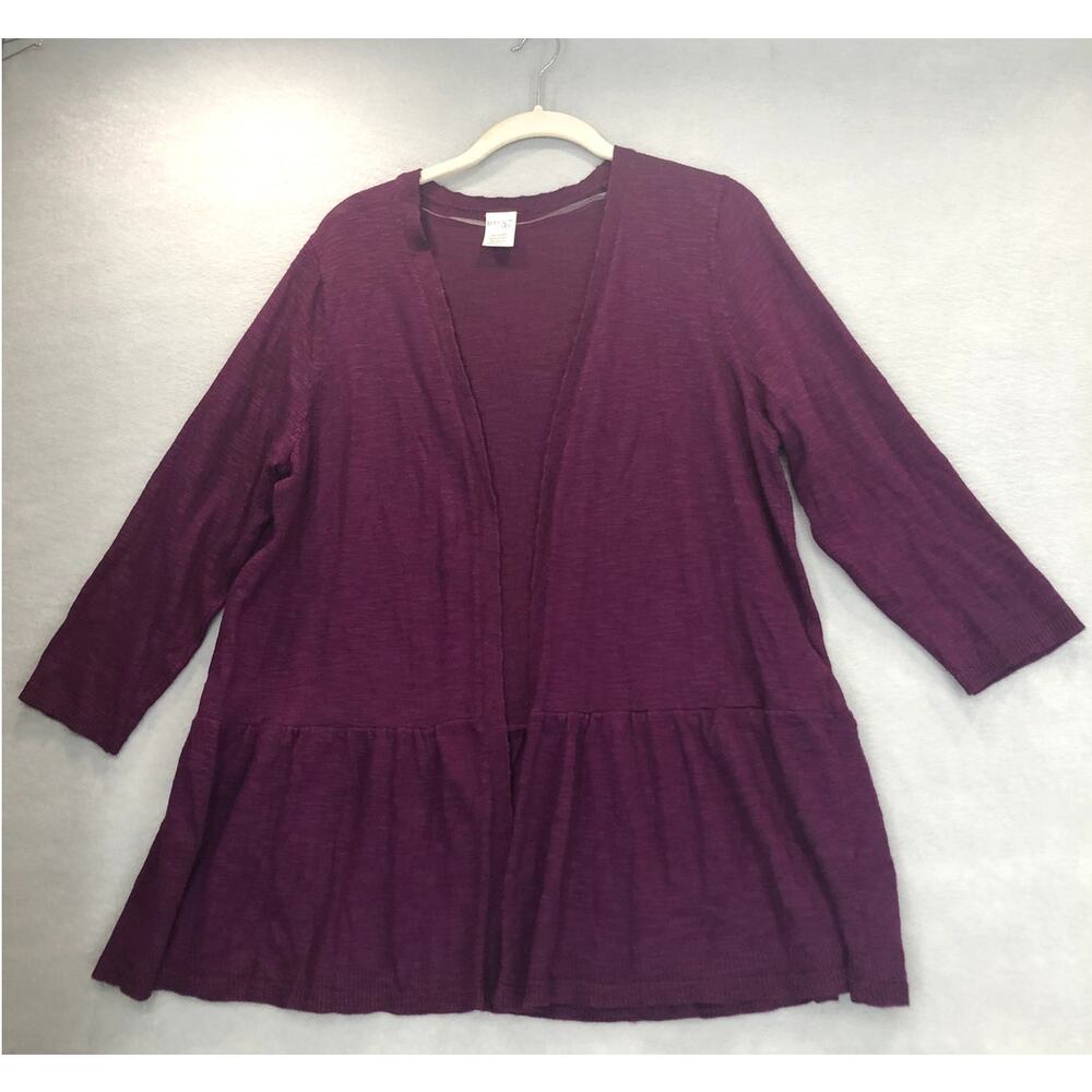 Terra & Sky Womens Plum Peplum Cardigan Size 0X (14W)